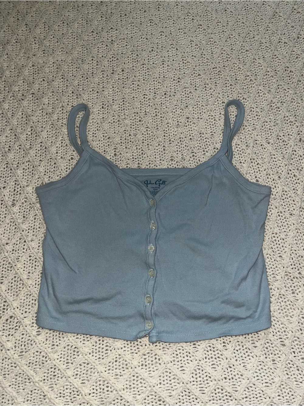 Brandy Melville Viral Blue Button-Front Cotton Cami Tank
